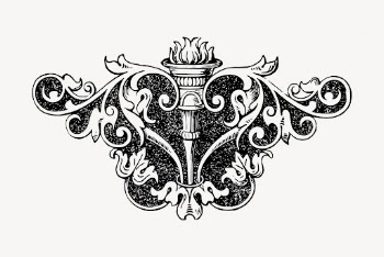Flaming torch, vintage ornament clipart | Free Vector Illustration - rawpixel