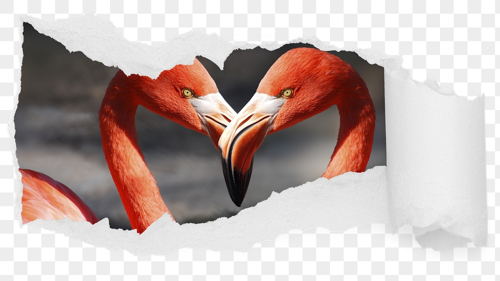 Flamingo birds png ripped paper | Free PNG - rawpixel