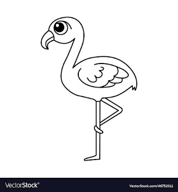 flamingo cartoon coloring page for kids