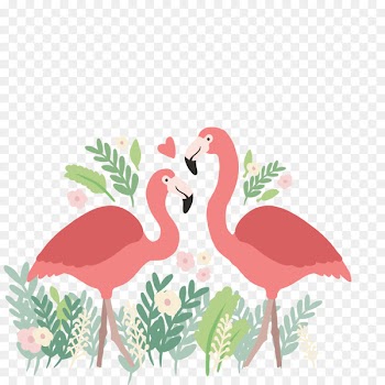 Flamingo Download - Hand-painted flamingos in love background 