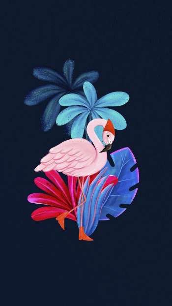 Flamingo mobile wallpaper, black & | Free Photo Illustration - rawpixel