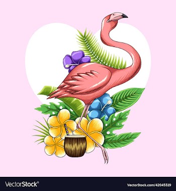 flamingo summer tropical flowers and foliage