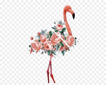 Flamingo Women and Birds Art Canvas print Printmaking - Watercolor flamingo 