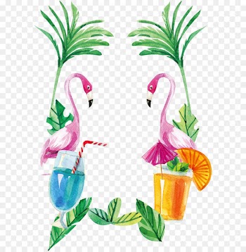 Flamingos Euclidean vector - Hand painted watercolor flamingo border 
