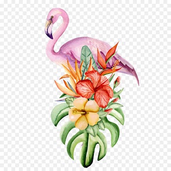 Flamingos Painting Hibiscus - Flamingos hibiscus painting material 