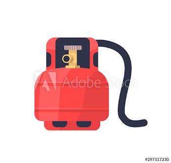 Flammable gas red tank flat vector illustration