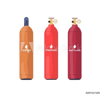 Flammable gas tanks flat vector illustrations set