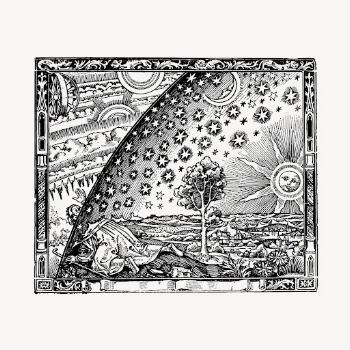 Flammarion universe hand drawn, black | Free Vector Illustration - rawpixel