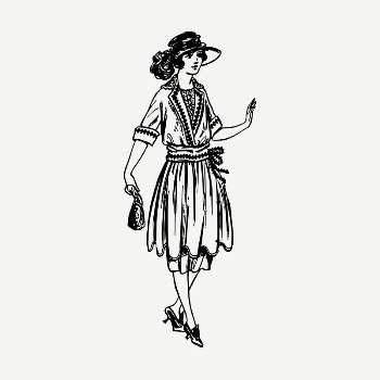 Flapper fashion drawing, vintage illustration | Free PSD - rawpixel