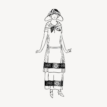 Flapper lady fashion clipart, vintage | Free Vector - rawpixel