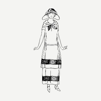 Flapper lady fashion drawing, vintage | Free PSD - rawpixel