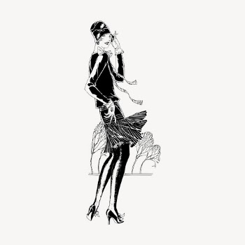 Flapper lady hand drawn clipart, | Free Vector Illustration - rawpixel