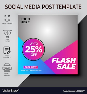 flash sale social media post template design