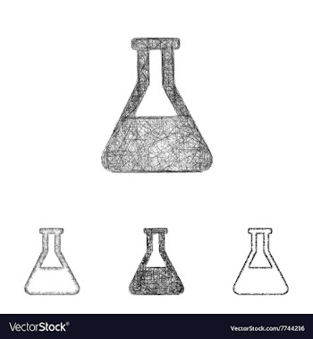Flask icon set - sketch line art vector image