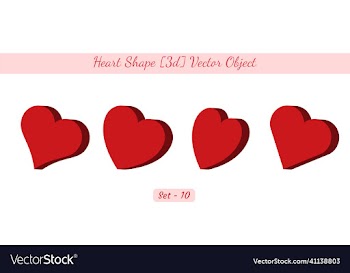 flat 3d heart object set heart shape object set