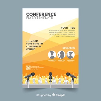 Flat abstract business conference flyer template Free Vector