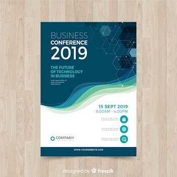 Flat abstract business conference flyer template Free Vector