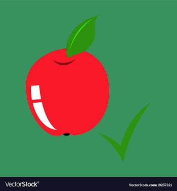 Flat apple with leaf realistic fresh isolated vector image