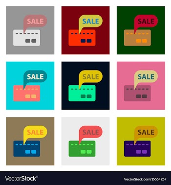 Flat assembly icons of bank card sale vector image