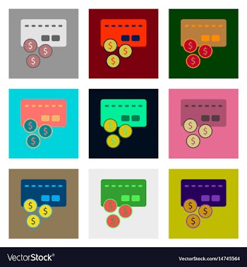 Flat assembly icons of bank card vector image
