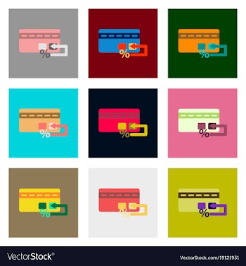 Flat assembly icons of bank card vector image