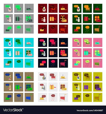 Flat assembly icons of black friday set vector image