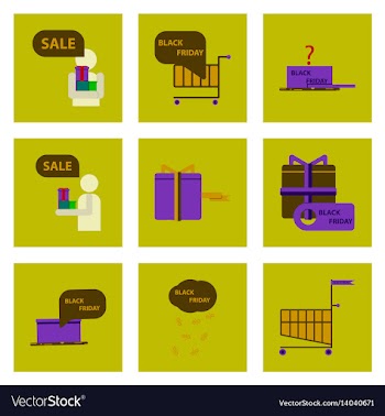 Flat assembly icons of black friday set vector image