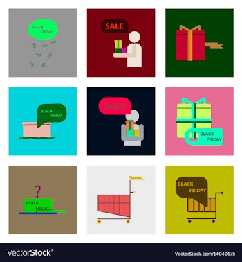 Flat assembly icons of black friday set vector image