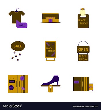 Flat assembly icons of black friday set vector image