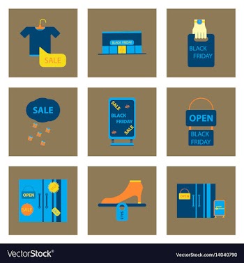 Flat assembly icons of black friday set vector image