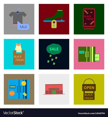 Flat assembly icons of black friday set vector image