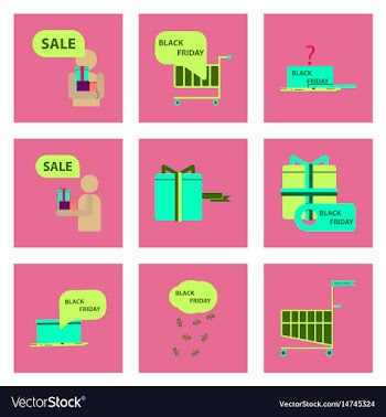 Flat assembly icons of black friday set vector image