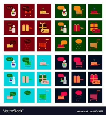 Flat assembly icons of black friday set vector image
