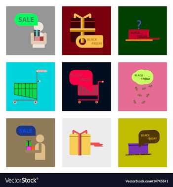 Flat assembly icons of black friday set vector image