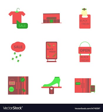 Flat assembly icons of black friday set vector image