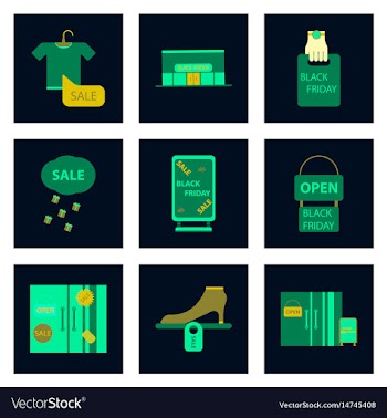 Flat assembly icons of black friday set vector image