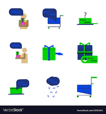 Flat assembly icons of black friday set vector image