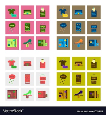 Flat assembly icons of black friday set vector image
