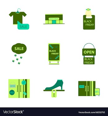 Flat assembly icons of black friday set vector image