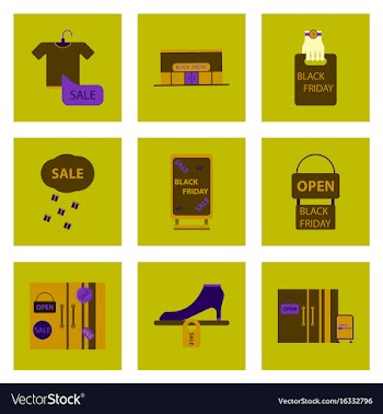 Flat assembly icons of black friday set vector image