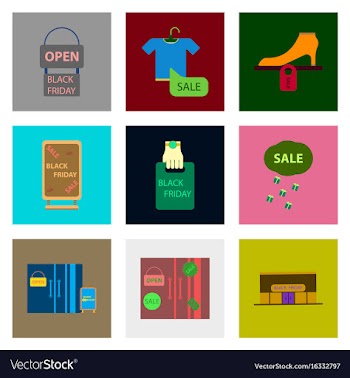 Flat assembly icons of black friday set vector image
