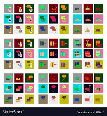 Flat assembly icons of black friday set vector image