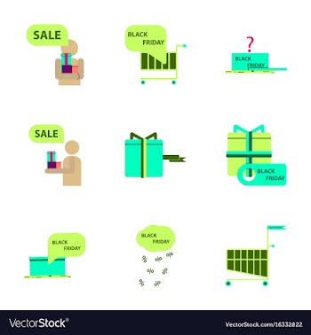 Flat assembly icons of black friday set vector image