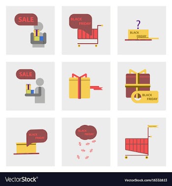 Flat assembly icons of black friday set vector image