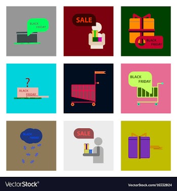 Flat assembly icons of black friday set vector image