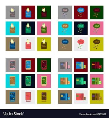 Flat assembly icons of black friday set vector image