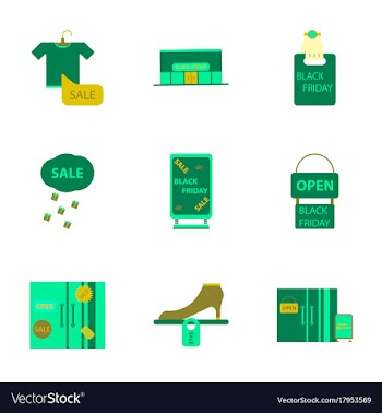 Flat assembly icons of black friday set vector image