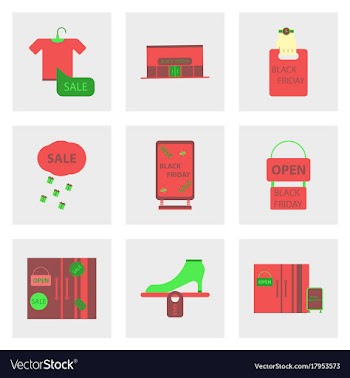 Flat assembly icons of black friday set vector image