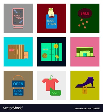 Flat assembly icons of black friday set vector image