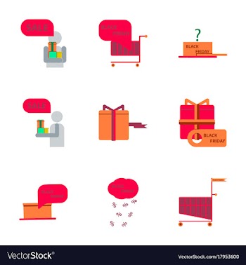 Flat assembly icons of black friday set vector image
